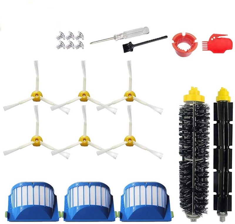 SENNII ملحقات لجهاز iRobot Roomba سلسلة 600 675 677 692 671 694 691 614 615 635 676 670 645 655 690، سلسلة 500 595 585 564 552 قطع غيار بديلة تشمل 3 فلتر، 6 فرش جانبية، 1 فرشاة شعيرات - Image 1